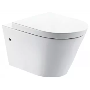 Flow hangend randloos toilet - Met nano coating - Flow toiletzitting softclose en quick release - Glans wit - 55 cm diep