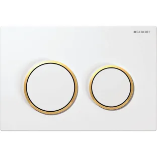 Geberit Omega 20 bedieningsplaat - 2-toets frontbediening - 21.2x14.2 cm - Wit / Goud