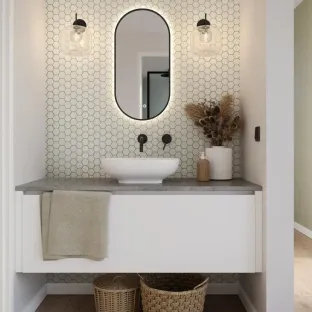 HIPP Design SPV 13920 BL ovaal-rechte spiegel in mat zwart - Met indirecte LED verlichting rondom, spiegelverwarming en kleurenwissel - 45x90 cm