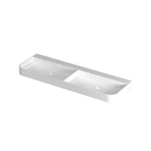 INK Concept R Duomo wastafel polystone - dubbele wasbak - zonder kraangat - 140x45x10 - Glans wit