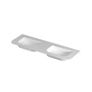 INK Concept R Fora wastafel porselein - dubbele wasbak - zonder kraangat - 140x45x1.7 cm - Glans wit