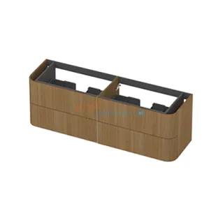 INK Concept R onderkast afgerond - 4 laden softclose - front vlak zonder grepen - 160x45x52 cm - Light veneer