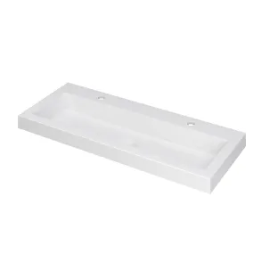 INK Dock wastafel polystone - 100x40x6 cm - 2 kraangaten - Mat wit