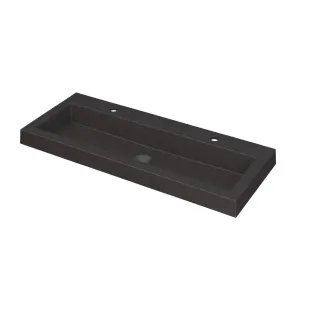 INK Dock wastafel quartz - 100x40x6 cm - 2 kraangaten - Zwart