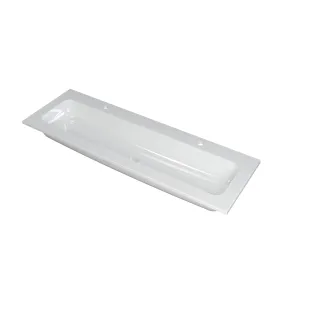 INK Faktor Wastafel centraal - 1 wasbak - 2 kraangaten - 140x45x1.5 cm - Polystone glans wit