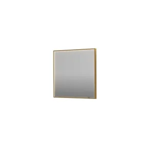 INK SP19 spiegel - rechthoek in stalen kader - dimbare directe LED met sensorschakelaar - verwarming - warm en koud licht - 80x4x80 cm - Geborsteld mat goud