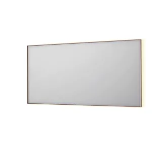 INK SP32 spiegel - rechthoek in stalen kader - dimbare indirecte LED met sensorschakelaar - verwarming - warm en koud licht - 160x4x80 cm - Geborsteld koper