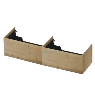 INK wastafelonderkast push to open - 2 x 1 lade - 160x45x37.6 cm - Fineer Ash grey