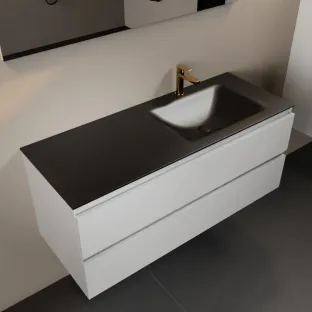 Mondiaz Aivy - 120 cm badmeubelset met spiegel - Talc MDF - wastafel Urban - solid surface rechts - 1 kraangat