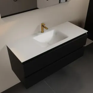 Mondiaz Aivy - 120 cm badmeubelset met spiegel - Urban MDF - wastafel Talc - solid surface midden - 1 kraangat