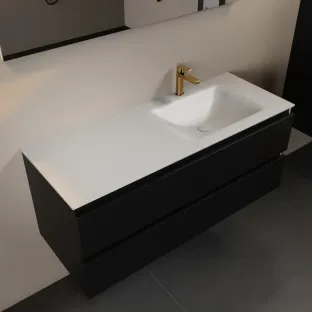 Mondiaz Aivy - 120 cm badmeubelset met spiegel - Urban MDF - wastafel Talc - solid surface rechts - 1 kraangat