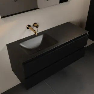 Mondiaz Aivy - 120 cm badmeubelset met spiegel - Urban MDF - wastafel Urban - solid surface links - zonder kraangat