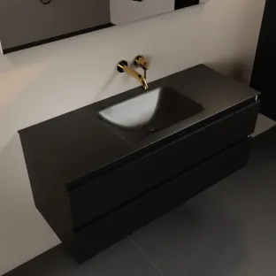 Mondiaz Aivy - 120 cm badmeubelset met spiegel - Urban MDF - wastafel Urban - solid surface midden - zonder kraangat