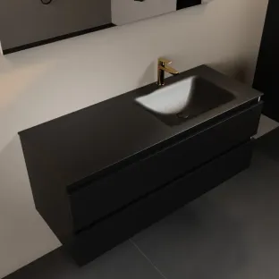 Mondiaz Aivy - 120 cm badmeubelset met spiegel - Urban MDF - wastafel Urban - solid surface rechts - 1 kraangat