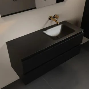 Mondiaz Aivy - 120 cm badmeubelset met spiegel - Urban MDF - wastafel Urban - solid surface rechts - zonder kraangat