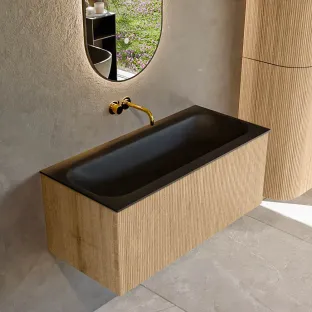 MONDIAZ Kurve 100cm badmeubel - kleur Oak - 1 lade - BIG MEDIUM wastafel - wasbak midden - zonder kraangat - kleur Urban