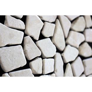 Mozaiek tegels Beige marmer scherven getrommeld mixed maten 10 mm dik