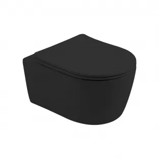 Noah wandtoilet randloos met zitting softclose - 49 cm - keramisch - mat zwart