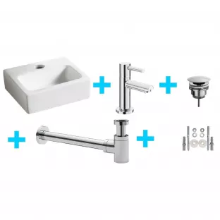 One-pack fonteinset Leto - Met toiletkraan, plug en sifon chroom