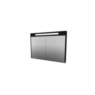 Proline premium spiegelkast met LED verlichting - 2 houten deuren - 100x74 cm - Charcoal oak