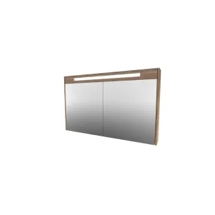 Proline premium spiegelkast met LED verlichting - 2 houten deuren - 120x74 cm - Terra oak