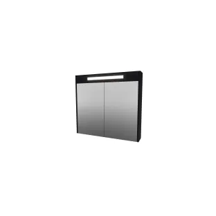 Proline premium spiegelkast met LED verlichting - 2 houten deuren - 80x74 cm - Charcoal oak