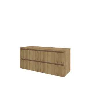 Proline Top onderkast met afdekplaat - 120x46x55 cm - Urban oak - 2 laden verticaal gefreesd