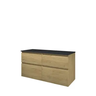 Proline Top onderkast met afdekplaat - 120x46x63 cm - Ideal oak/Blue stone - 4 asymmetrische laden