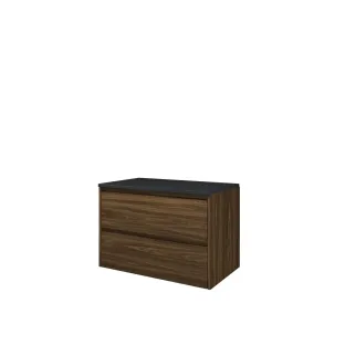 Proline Top onderkast met afdekplaat - 80x46x55 cm - Cabana oak/Blue stone - 2 symmetrische laden