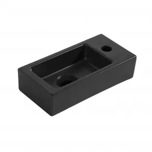 Rhea mini fontein - Kraangat rechts - 36.5x18x9 cm - Keramiek mat zwart