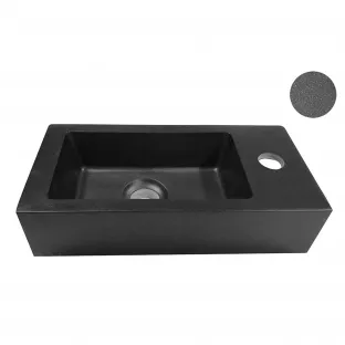 Rhea mini fontein - Kraangat rechts - 36.5x18x9 cm - Quartz zwart