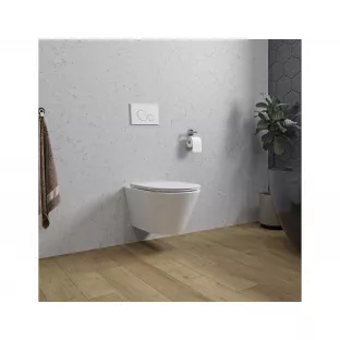 Stereo hangend randloos toilet - Met Flatline toiletzitting - Softclose en quick release - Glans wit - 53 cm diep