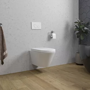 Stereo randloos hangend toilet - Met Vesta toiletzitting - Softclose en quick release - Glans wit - 53 cm diep