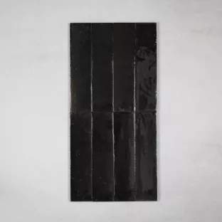 Tilorex Lucia - Wandtegel Glans zwart - 6x24 cm - Keramiek - 10 mm dik