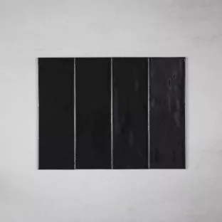 Tilorex Valeggio - Wandtegel Glans zwart - 10x30 cm - Keramiek - 7.5 mm dik