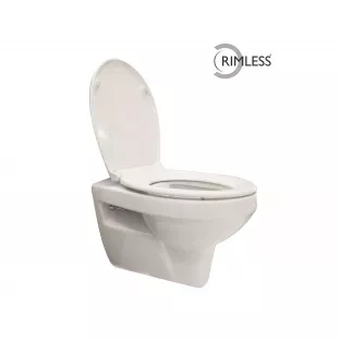 Trevi rimless hangend toilet - Met Ultimo 3.0 toiletzitting - Softclose en quick release - Glans wit - 53 cm diep