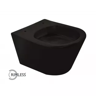 Vesta randloos hangend toilet - Mat zwart - 52 cm diep