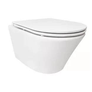 Vesta randloos hangend toilet - Met Flatline toiletzitting - Softclose en quick release - Mat wit - 52 cm diep