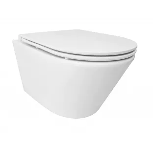 Vesta randloos toilet - Tornado flush - Met Flatline toiletzitting - Softclose en quick release - Mat wit - 52.5 cm diep