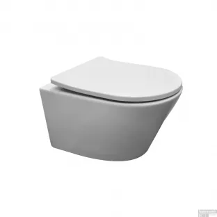 Vesta verkort randloos hangend toilet - Met Shade slim toiletzitting - Softclose en quick release - Glans wit - 47 cm diep
