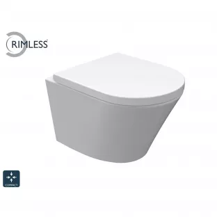 Vesta verkort randloos toilet - Met Junior toiletzitting - Softclose en quick release - Glans wit - 47 cm diep
