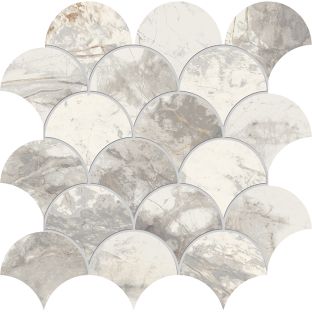 Wandtegel - Golden Age White visschub mozaiek 10 mm dik