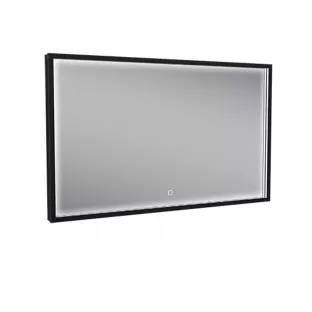 Wiesbaden Avi rechthoekige spiegel - Mat zwarte rand - Met dimbare LED-verlichting en spiegelverwarming - 100x60 cm