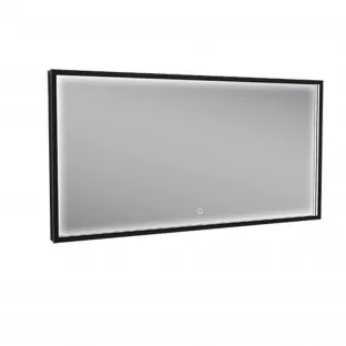 Wiesbaden Avi rechthoekige spiegel - Mat zwarte rand - Met dimbare LED-verlichting en spiegelverwarming - 120x60 cm
