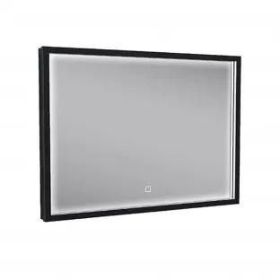 Wiesbaden Avi rechthoekige spiegel - Mat zwarte rand - Met dimbare LED-verlichting en spiegelverwarming - 70x50 cm