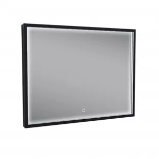 Wiesbaden Avi rechthoekige spiegel - Mat zwarte rand - Met dimbare LED-verlichting en spiegelverwarming - 80x60 cm