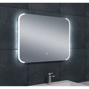 Wiesbaden Bracket rechthoekige spiegel - Met dimbare LED-verlichting en spiegelverwarming - Verstelbaar warmtelicht - 80x60 cm