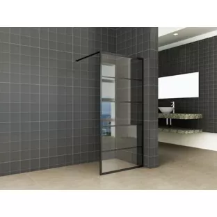 Wiesbaden horizon inloopdouche - Mat zwart raster - 100x200 cm - 8 mm veiligheidsglas - NANO coating