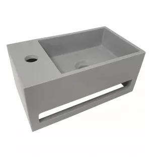 Wiesbaden Julia fontein - Kraangat links - Solid surface - 35x20x16 cm - Betonlook