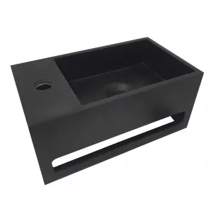 Wiesbaden Julia fontein - Kraangat links - Solid surface - 35x20x16 cm - Mat zwart